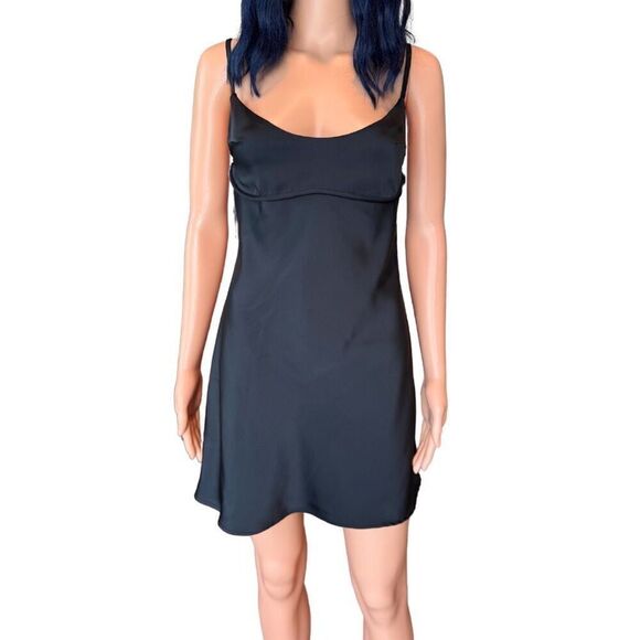 Modern Citizen Black Silky Slip Dress S Open Back LBD 90s Cocktail Party Date - Picture 2 of 6